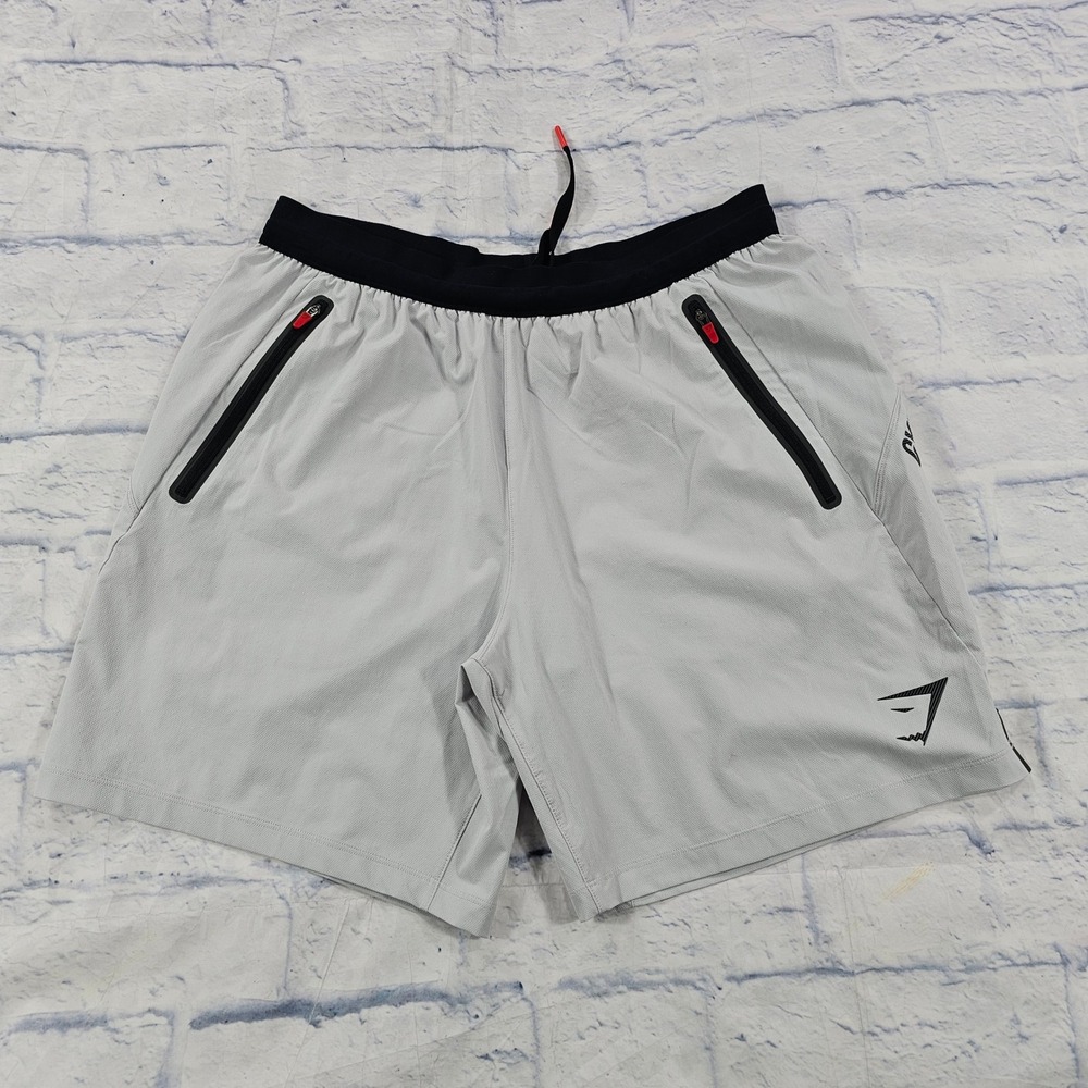Gymshark Athletic Shorts Mens M Grey Zipper Pockets Workout Training Gym